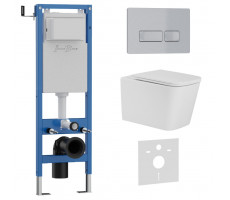 Комплект 3в1 IBERICA BLANCA инсталляция SILENCIO MINI, унитаз TOLEDO ALTO белый, кнопка смыва ESTI-R хром матовый (IB.001M.TLA.234.214) 