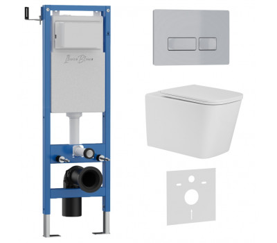 Комплект 3в1 IBERICA BLANCA инсталляция SILENCIO MINI, унитаз TOLEDO ALTO белый, кнопка смыва ESTI-R хром матовый (IB.001M.TLA.234.214) 
