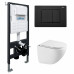 Комплект подвесной унитаз ABBER Bequem AC1131TC белый, с закрытым дном с инсталляцией AC0105 и кнопкой AC0120MB черный матовый Комплект подвесной унитаз ABBER Bequem AC1131TC белый, с закрытым дном с инсталляцией AC0105 и кнопкой AC0120MB черный матовый