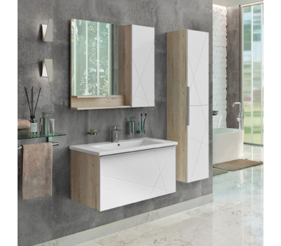 Шкаф-колонна Comforty Мерано-35 белый/дуб дымчатый 00-00008479 