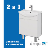 Тумба с раковиной подвесная/напольная Dreja David D 65 см, белый