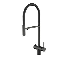 Смеситель для кухни с подключением фильтра Knotlor SS-16/GM, вороненая сталь