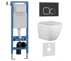 Комплект 3в1 IBERICA BLANCA инсталляция SILENCIO MINI, унитаз BILBAO ALTO белый, кнопка смыва ESTI-Q черный матовый (IB.001M.BLA.234.832) 