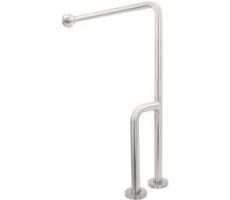 Поручень правый под углом 90 ⁰ для людей с ограниченными возможностями с одним настенным и двумя напольными точками опоры, глянцевый. NOFER 15203.B 