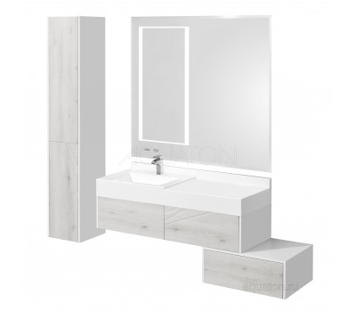 Тумба под раковину Aquaton Сакура 100 ольха наварра, белый глянец 1A234901SKW80 