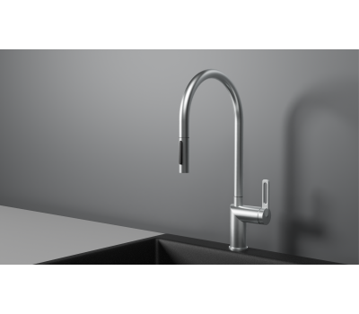 Смеситель для кухни GRANULA GR-8172, НЕРЖ, С ВЫДВИЖНЫМ ИЗЛИВОМ 