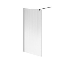 Душевое ограждение 100х210см, Kerama Marazzi Cristallo CT.100.WI.BLK.M рифленое стекло, цвет: черный матовый