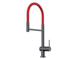 Смеситель для кухни OMOIKIRI Kanto 2 Plus, цвет-сталь вороненая/красный 4994460 