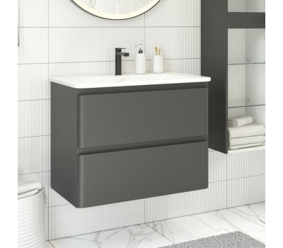 Тумба с раковиной Aquanet Эмбер 80 2 ящ. цв.черный матовый (раковина Luxury) 00332493 Тумба с раковиной Aquanet Эмбер 80 2 ящ. цв.черный матовый (раковина Luxury) 00332493