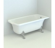 Ванна 174x80 Migliore OLIVIA ANG белая, на лапах LEONE STANDART в угол, слив/перелив хром 