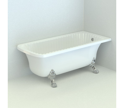 Ванна 174x80 Migliore OLIVIA ANG белая, на лапах LEONE STANDART в угол, слив/перелив хром 