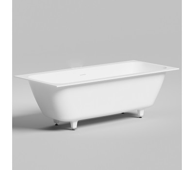 Встраиваемая ванна на ножках 180х80 Salini ORLANDA AXIS KIT 103312G интегрированный слив-перелив, S-Sense, белый 