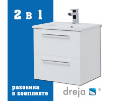 Тумба с раковиной подвесная Dreja Gio 60 см, белый