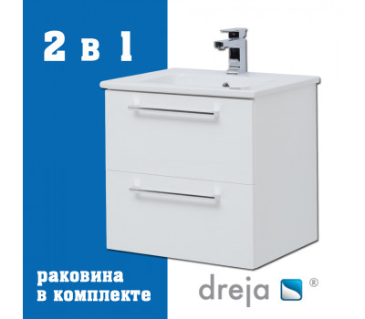 Тумба с раковиной подвесная Dreja Gio 60 см, белый