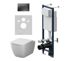 Инсталляция ErgoFit с подвесным унитазом Aquaspin и клавишей AM.PM Gem IS110138.901901 Чёрный Матовое 