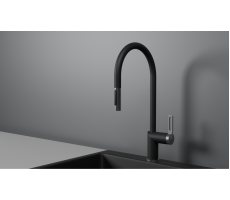 Смеситель для кухни GRANULA GR-8172, ШВАРЦ, С ВЫДВИЖНЫМ ИЗЛИВОМ 