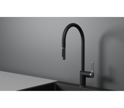 Смеситель для кухни GRANULA GR-8172, ШВАРЦ, С ВЫДВИЖНЫМ ИЗЛИВОМ 