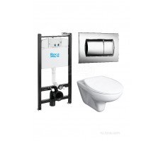ПЭК 893100010 Roca Mateo Pack подвесной унитаз + инсталляция + кнопка + сиденье