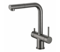 Смеситель для кухни с выдвижным изливом и подключением фильтра GAPPO G4397-79, оружейная сталь Смеситель для кухни с выдвижным изливом и подключением фильтра GAPPO G4397-79, оружейная сталь