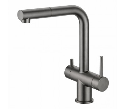 Смеситель для кухни с выдвижным изливом и подключением фильтра GAPPO G4397-79, оружейная сталь Смеситель для кухни с выдвижным изливом и подключением фильтра GAPPO G4397-79, оружейная сталь