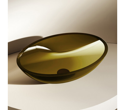 Раковина накладная прозрачная ABBER Kristall AT2802Vesuvian оливковая 