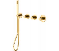 Смеситель для ванны с душем Paffoni Modular Box MDE000HGSP медовое золото брашированный Смеситель для ванны с душем Paffoni Modular Box MDE000HGSP медовое золото брашированный