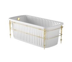 Ванна 174x83 Migliore OLIVIA CONSOLE панель белая, консоль, слив/перелив золото 