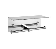 Бумагодержатель двойной с полкой для телефона Fixsen Hotel хром FX-31011-2 Бумагодержатель двойной с полкой для телефона Fixsen Hotel хром FX-31011-2