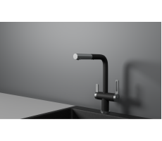 Смеситель для кухни GRANULA GR-8170, ЧЕРНЫЙ, С ВЫДВИЖНЫМ ИЗЛИВОМ 