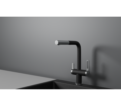 Смеситель для кухни GRANULA GR-8170, ЧЕРНЫЙ, С ВЫДВИЖНЫМ ИЗЛИВОМ 