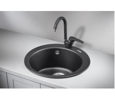 Кухонная мойка GRANULA 4801, ШВАРЦ (чёрный металлик), кварц 