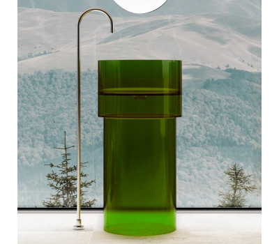 Раковина отдельностоящая прозрачная ABBER Kristall AT2701Emerald зеленая  Раковина отдельностоящая прозрачная ABBER Kristall AT2701Emerald зеленая