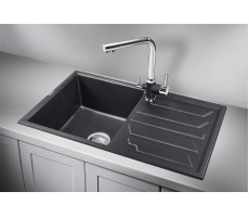 Кухонная мойка GRANULA 8002, ШВАРЦ (чёрный металлик), кварц 