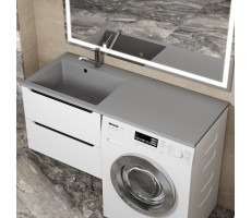 Раковина над стиральной машиной Uperwood Cosmos Quartz 120 см, левая, крыло справа, серый шелк RCosmos120LS Раковина над стиральной машиной Uperwood Cosmos Quartz 120 см, левая, крыло справа, серый шелк RCosmos120LS