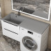 Раковина над стиральной машиной Uperwood Cosmos Quartz 120 см, левая, крыло справа, серый шелк RCosmos120LS 