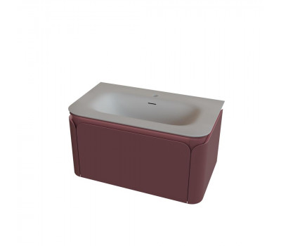 Тумба под раковину подвесная Knotlor ЦВЕТЕНИЕ 79 см бордо матовый 