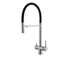 Смеситель для кухни с гибким изливом и подключением фильтра Maretti Calabria S CAS31RGF19, сатин 