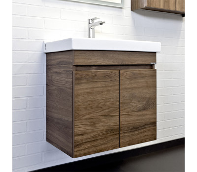 Тумба-умывальник Comforty Осло 60 дуб тёмно-коричневый с раковиной Fest 60 Тумба-умывальник Comforty Осло 60 дуб тёмно-коричневый с раковиной Fest 60