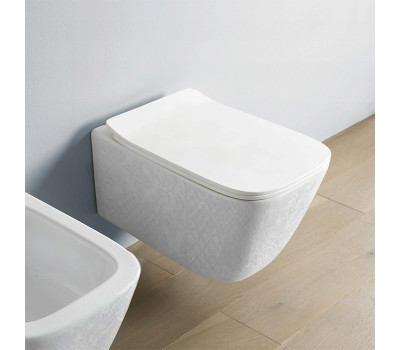 Унитаз подвесной ARTCERAM A16 ARTCERAM A16 ASV003 01 86 вет: белый глянцевый, декор: Cementina (сидение отдельно) Унитаз подвесной ARTCERAM A16 ARTCERAM A16 ASV003 01 86 вет: белый глянцевый, декор: Cementina (сидение отдельно)