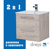 Тумба с раковиной подвесная Dreja Gio 60 см, дуб кантри Тумба с раковиной подвесная Dreja Gio 60 см, дуб кантри