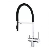 Смеситель для кухни с гибким изливом и подключением фильтра Grocenberg GB4096CR, хром 