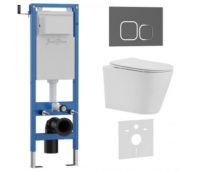 Комплект 3в1 IBERICA BLANCA инсталляция SILENCIO MINI, унитаз BURGOS ALTO белый, кнопка смыва ESTI-Q серый матовый (IB.001M.BRA.234.837) 