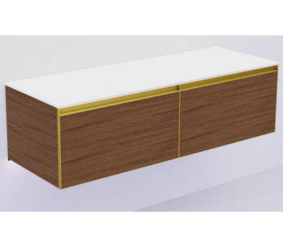 Тумба Armadi Art QUATRO 2 140см (70+70) BILBAO профиль MATT GOLD + внутриняя подсветка 790-M2-140(70+70)-B-MG+L 