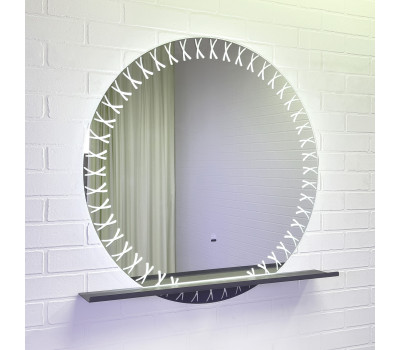 Зеркало для ванной комнаты Comforty Арзамас 80 LED-подсветка, бесконтактный сенсор, полка-графит 00-00014152 