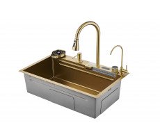 Мойка кухонная с водопадом Savol S-SC002C золото матовое 
