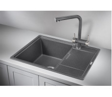 Кухонная мойка GRANULA 6503, ГРАФИТ (ЧЁРНО-СЕРЫЙ), кварц 