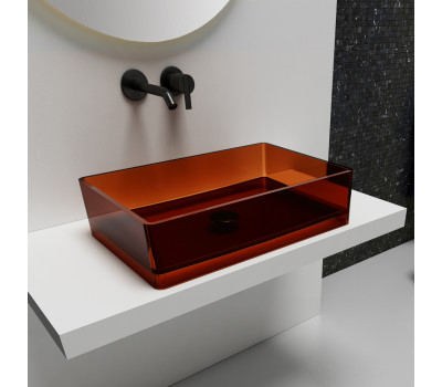 Раковина накладная прозрачная ABBER Kristall AT2803Opal коричневая 