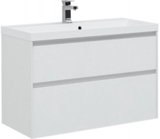 Тумба с раковиной Aquanet Гласс 100 белый 