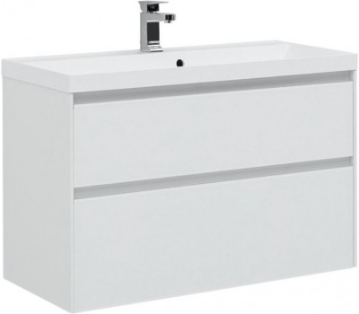 Тумба с раковиной Aquanet Гласс 100 белый 