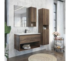 Тумба-умывальник Comforty Бордо-90 дуб темно-коричневый с раковиной Quadro 90 Тумба-умывальник Comforty Бордо-90 дуб темно-коричневый с раковиной Quadro 90